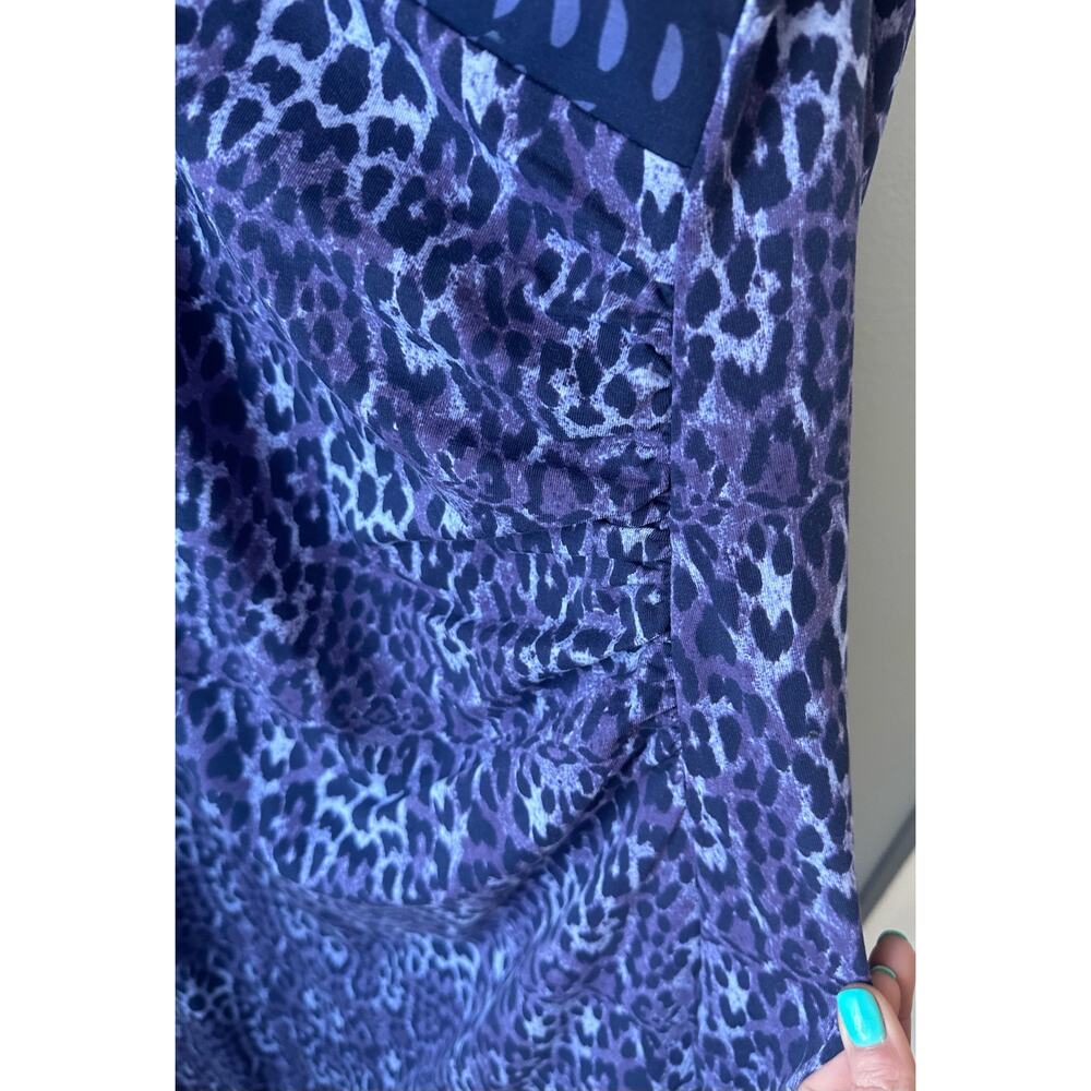 Soft Surroundings Faux Purple Animal Print Wrap Midi Dress - Picture 5 of 7